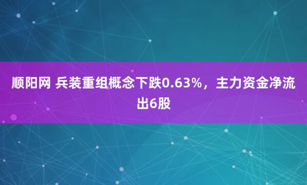 顺阳网 兵装重组概念下跌0.63%，主力资金净流出6股