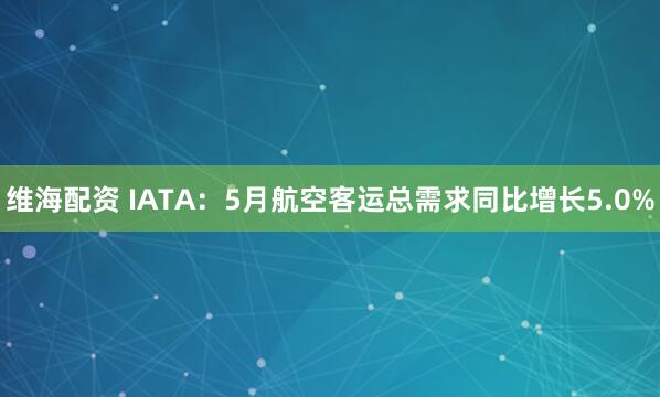 维海配资 IATA：5月航空客运总需求同比增长5.0%